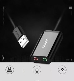 UGreen Adapter UGREEN zewnętrzna karta dźwiękowa muzyczna USB - 3,5 mm mini jack 15cm czarny (30724)