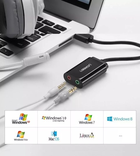 UGreen Adapter UGREEN zewnętrzna karta dźwiękowa muzyczna USB - 3,5 mm mini jack 15cm czarny (30724) UGreen Adapter UGREEN zewnętrzna karta dźwiękowa muzyczna USB - 3,5 mm mini jack 15cm czarny (30724)