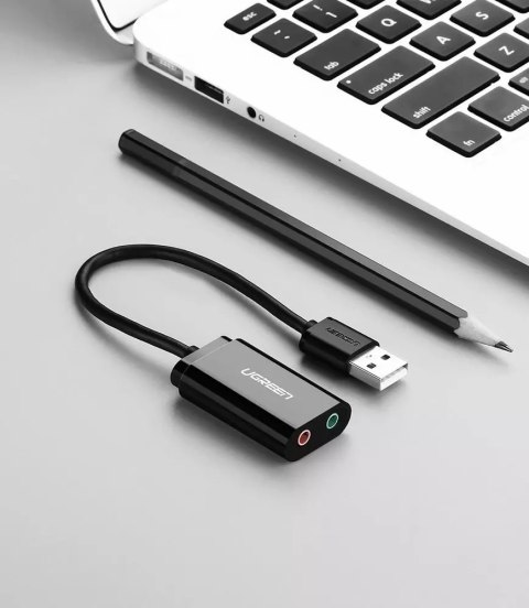 UGreen Adapter UGREEN zewnętrzna karta dźwiękowa muzyczna USB - 3,5 mm mini jack 15cm czarny (30724) UGreen Adapter UGREEN zewnętrzna karta dźwiękowa muzyczna USB - 3,5 mm mini jack 15cm czarny (30724)