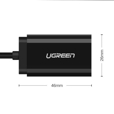UGreen Adapter UGREEN zewnętrzna karta dźwiękowa muzyczna USB - 3,5 mm mini jack 15cm czarny (30724) UGreen Adapter UGREEN zewnętrzna karta dźwiękowa muzyczna USB - 3,5 mm mini jack 15cm czarny (30724)