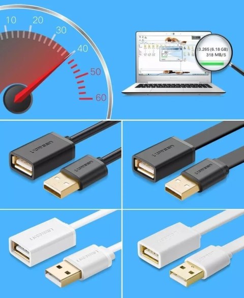 UGreen Kabel UGREEN przewód przejściówka USB (żeński) - USB (męski) 2m czarny (10316) UGreen Kabel UGREEN przewód przejściówka USB (żeński) - USB (męski) 2m czarny (10316)