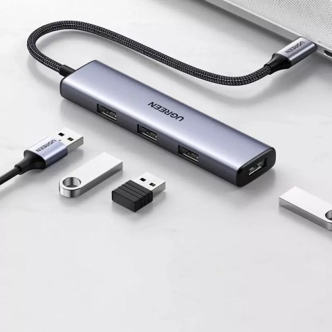 UGreen Rozdzielacz UGREEN HUB USB Typ C - 4x USB 3.2 Gen 1 srebrny (CM473 20841) UGreen Rozdzielacz UGREEN HUB USB Typ C - 4x USB 3.2 Gen 1 srebrny (CM473 20841)
