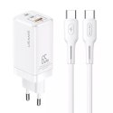 Usams USAMS Ład. siec. MT 2xUSB-C+USB GaN 65W T33 PD + kabel USB-C-USB-C 100W Fast Charging biały/white MTXLOGTC02