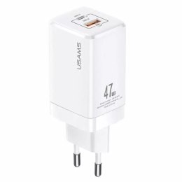 Usams USAMS Ład. siec. T41 USB-C+USB GaN 47W PD+QC (only head) Fast Charging biały/white CC137TC02 (US-CC137)