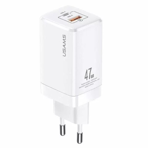 Usams USAMS Ład. siec. T41 USB-C+USB GaN 47W PD+QC (only head) Fast Charging biały/white CC137TC02 (US-CC137) Usams USAMS Ład. siec. T41 USB-C+USB GaN 47W PD+QC (only head) Fast Charging biały/white CC137TC02 (US-CC137)