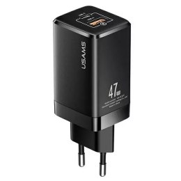 Usams USAMS Ład. siec. T41 USB-C+USB GaN 47W PD+QC (only head) Fast Charging czarny/black CC137TC01 (US-CC137)