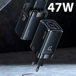 Usams USAMS Ład. siec. T41 USB-C+USB GaN 47W PD+QC (only head) Fast Charging czarny/black CC137TC01 (US-CC137)