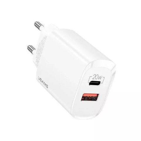 Usams USAMS Ładowarka sieciowa 1x USB-C + 1x USB T35 20W (only head) PD3.0 + QC3.0 Fast Charging biały/white CC121TC01 (US-CC121) Usams USAMS Ładowarka sieciowa 1x USB-C + 1x USB T35 20W (only head) PD3.0 + QC3.0 Fast Charging biały/white CC121TC01 (US-CC121)