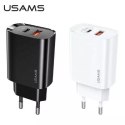 Usams USAMS Ładowarka sieciowa 1x USB-C + 1x USB T35 20W (only head) PD3.0 + QC3.0 Fast Charging biały/white CC121TC01 (US-CC121)