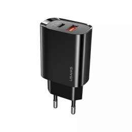 Usams USAMS Ładowarka sieciowa 1xUSB-C+1xUSB T35 20W (only head) PD3.0 + QC3.0 Fast Charging czarny/black CC121TC02 (US-CC121)