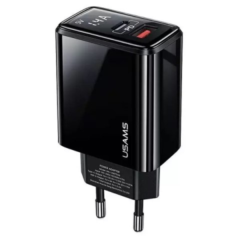 Usams USAMS Ładowarka sieciowa 1xUSB-C+1xUSB T40 20W LED (only head) PD3.0 + QC3.0 Fast Charging czarny/black CC133TC01 (US-CC133) Usams USAMS Ładowarka sieciowa 1xUSB-C+1xUSB T40 20W LED (only head) PD3.0 + QC3.0 Fast Charging czarny/black CC133TC01 (US-CC133)
