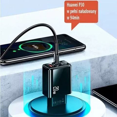 Usams USAMS Ładowarka sieciowa 1xUSB-C+1xUSB T40 20W LED (only head) PD3.0 + QC3.0 Fast Charging czarny/black CC133TC01 (US-CC133) Usams USAMS Ładowarka sieciowa 1xUSB-C+1xUSB T40 20W LED (only head) PD3.0 + QC3.0 Fast Charging czarny/black CC133TC01 (US-CC133)