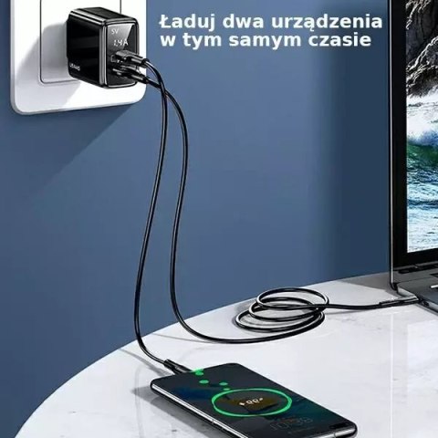 Usams USAMS Ładowarka sieciowa 1xUSB-C+1xUSB T40 20W LED (only head) PD3.0 + QC3.0 Fast Charging czarny/black CC133TC01 (US-CC133) Usams USAMS Ładowarka sieciowa 1xUSB-C+1xUSB T40 20W LED (only head) PD3.0 + QC3.0 Fast Charging czarny/black CC133TC01 (US-CC133)