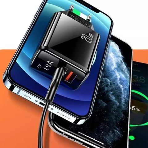 Usams USAMS Ładowarka sieciowa 1xUSB-C+1xUSB T40 20W LED (only head) PD3.0 + QC3.0 Fast Charging czarny/black CC133TC01 (US-CC133) Usams USAMS Ładowarka sieciowa 1xUSB-C+1xUSB T40 20W LED (only head) PD3.0 + QC3.0 Fast Charging czarny/black CC133TC01 (US-CC133)
