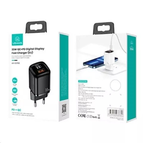 Usams USAMS Ładowarka sieciowa 1x USB-C + 1x USB T46 33W (only head) PD3.0 + QC3.0 Fast Charging czarny/black CC152TC01 (US-CC152) Usams USAMS Ładowarka sieciowa 1x USB-C + 1x USB T46 33W (only head) PD3.0 + QC3.0 Fast Charging czarny/black CC152TC01 (US-CC152)