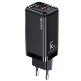 Usams USAMS Ładowarka sieciowa 1xUSB-C+1xUSB T47 65W PD Fast Charging Super Si czarny/black CC153TC01 (US-CC153)