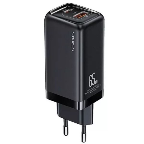 Usams USAMS Ładowarka sieciowa 1xUSB-C+1xUSB T47 65W PD Fast Charging Super Si czarny/black CC153TC01 (US-CC153) Usams USAMS Ładowarka sieciowa 1xUSB-C+1xUSB T47 65W PD Fast Charging Super Si czarny/black CC153TC01 (US-CC153)