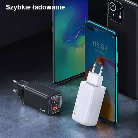 Usams USAMS Ładowarka sieciowa 1xUSB-C+1xUSB T47 65W PD Fast Charging Super Si czarny/black CC153TC01 (US-CC153) Usams USAMS Ładowarka sieciowa 1xUSB-C+1xUSB T47 65W PD Fast Charging Super Si czarny/black CC153TC01 (US-CC153)
