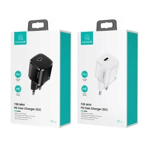 Usams USAMS Ładowarka sieciowa 1x USB-C T36 mini 20W (only head) PD3.0 Fast Charging czarny/black CC124TC01 (US-CC124) Usams USAMS Ładowarka sieciowa 1x USB-C T36 mini 20W (only head) PD3.0 Fast Charging czarny/black CC124TC01 (US-CC124)