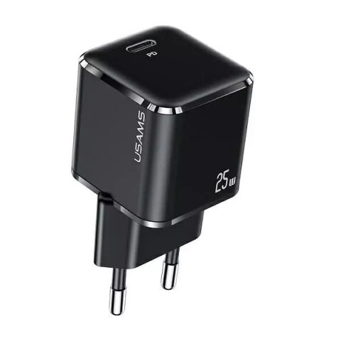 Usams USAMS Ładowarka sieciowa 1x USB-C T42 mini 25W (only head) Super SI 5V-3A PD3.0 Fast Charging czarny/black CC140TC01 (US-CC140) Usams USAMS Ładowarka sieciowa 1x USB-C T42 mini 25W (only head) Super SI 5V-3A PD3.0 Fast Charging czarny/black CC140TC01 (US-CC140)