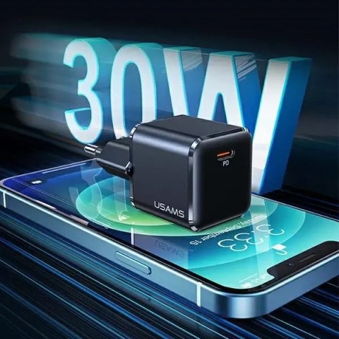 Usams USAMS Ładowarka sieciowa 1xUSB-C T45 mini 30W (only head) PD3.0 Fast Charging czarny/black CC148TC01 (US-CC148) Usams USAMS Ładowarka sieciowa 1xUSB-C T45 mini 30W (only head) PD3.0 Fast Charging czarny/black CC148TC01 (US-CC148)