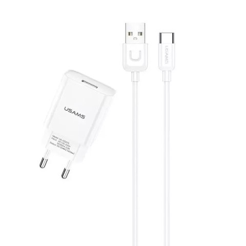 Usams USAMS Ładowarka sieciowa 1xUSB T21 USB-C biały/white 2,1A + Kabel Fast Charging T21OCTC01 Usams USAMS Ładowarka sieciowa 1xUSB T21 USB-C biały/white 2,1A + Kabel Fast Charging T21OCTC01