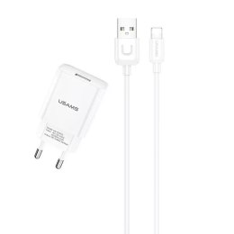 Usams USAMS Ładowarka sieciowa 1x USB T21 lightning biały/white 2,1A Fast Charging T21OCLN01