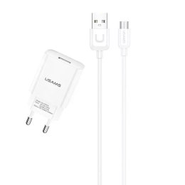 Usams USAMS Ładowarka sieciowa 1x USB T21 micro USB biały/white 2,1A Fast Charging T21OCMC01