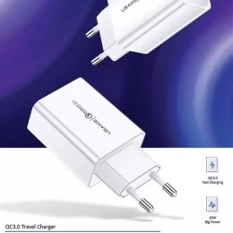 Usams USAMS Ładowarka sieciowa 1xUSB T22 18W 3A QC3.0 (only head) Fast Charging biały/white CC83TC01 (US-CC083)