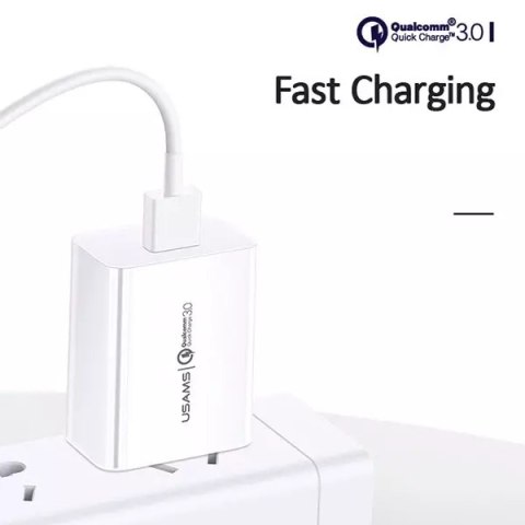 Usams USAMS Ładowarka sieciowa 1xUSB T22 18W 3A QC3.0 (only head) Fast Charging biały/white CC83TC01 (US-CC083) Usams USAMS Ładowarka sieciowa 1xUSB T22 18W 3A QC3.0 (only head) Fast Charging biały/white CC83TC01 (US-CC083)