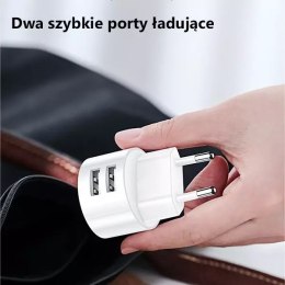 Usams USAMS Ładowarka sieciowa 2xUSB T20 2,1A microUSB biały/white round Fast Charging XTXLOGT18MC05