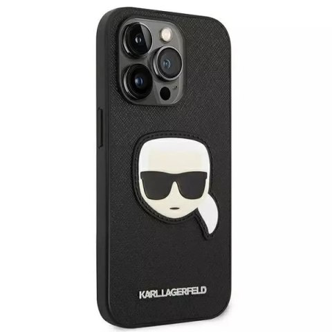 Karl Lagerfeld Etui Karl Lagerfeld KLHCP14XSAPKHK do iPhone 14 Pro Max 6,7" hardcase Saffiano Karl`s Head Patch czarny/black Karl Lagerfeld Etui Karl Lagerfeld KLHCP14XSAPKHK do iPhone 14 Pro Max 6,7" hardcase Saffiano Karl`s Head Patch czarny/black