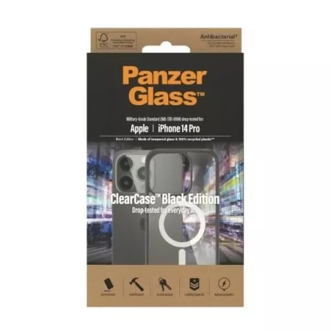 PanzerGlass Etui PanzerGlass ClearCase MagSafe do iPhone 14 Pro 6,1" Antibacterial czarny/black 0414 PanzerGlass Etui PanzerGlass ClearCase MagSafe do iPhone 14 Pro 6,1" Antibacterial czarny/black 0414