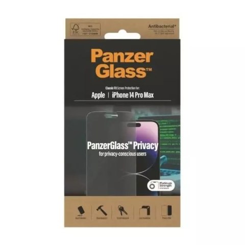 PanzerGlass Szkło PanzerGlass Classic Fit do iPhone 14 Pro Max 6,7" Privacy Screen Protection Antibacterial P2770 PanzerGlass Szkło PanzerGlass Classic Fit do iPhone 14 Pro Max 6,7" Privacy Screen Protection Antibacterial P2770