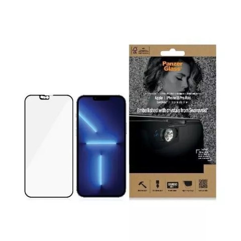PanzerGlass Szkło PanzerGlass E2E Microfracture do iPhone 13 Pro Max 6,7" CamSlider Swarovsky Case Friendly AntiBacterial czarny/black 2752 PanzerGlass Szkło PanzerGlass E2E Microfracture do iPhone 13 Pro Max 6,7" CamSlider Swarovsky Case Friendly AntiBacterial czarny/black 2752