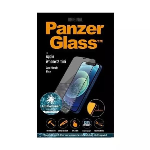 PanzerGlass Szkło PanzerGlass E2E Super+ do iPhone 12 Mini Case Friendly AntiBacterial MicroFracture czarny/black PanzerGlass Szkło PanzerGlass E2E Super+ do iPhone 12 Mini Case Friendly AntiBacterial MicroFracture czarny/black