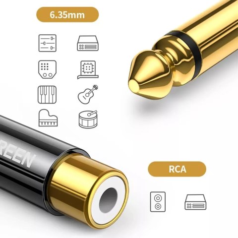 UGreen Adapter UGREEN przejściówka jack 6,35 mm (męski) na RCA (żeński) złoty (AV169 80731) UGreen Adapter UGREEN przejściówka jack 6,35 mm (męski) na RCA (żeński) złoty (AV169 80731)