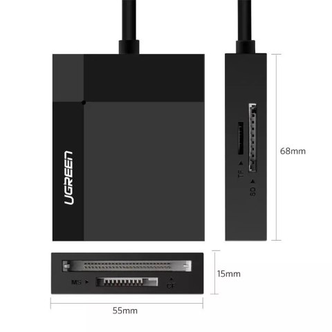 UGreen Czytnik kart pamięci UGREEN USB 3.0 SD / micro SD / CF / MS czarny (30231) UGreen Czytnik kart pamięci UGREEN USB 3.0 SD / micro SD / CF / MS czarny (30231)