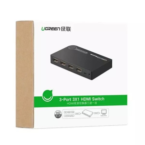 UGreen Ugreen przełącznik rozdzielacz splitter switch HDMI - 3x HDMI 3D 4K 7,5 Gbps 36 bit na kanał czarny (40234) UGreen Ugreen przełącznik rozdzielacz splitter switch HDMI - 3x HDMI 3D 4K 7,5 Gbps 36 bit na kanał czarny (40234)