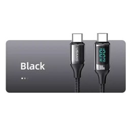 Usams USAMS Kabel pleciony U78 USB-C na USB-C LED 3m 100W Fast Charging czarny/black SJ559USB01 (US-SJ559)
