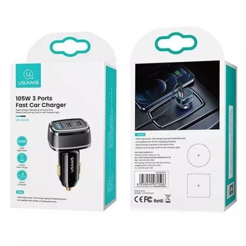 Usams USAMS Ład. sam. 2xUSB-C+1xUSB C24 105W Fast Charge biały/white CC141TC02 (US-CC141) Usams USAMS Ład. sam. 2xUSB-C+1xUSB C24 105W Fast Charge biały/white CC141TC02 (US-CC141)