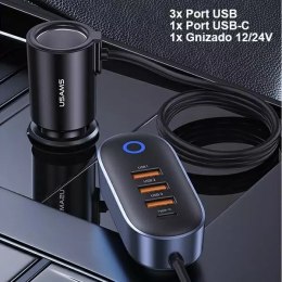 Usams USAMS Ład. sam. 3xUSB 1xUSB-C 156W czarny/black CC161CC01 (US-CC161)