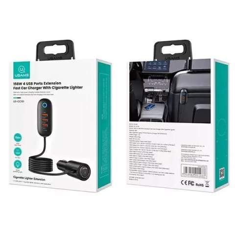 Usams USAMS Ład. sam. 3xUSB 1xUSB-C 156W czarny/black CC161CC01 (US-CC161) Usams USAMS Ład. sam. 3xUSB 1xUSB-C 156W czarny/black CC161CC01 (US-CC161)