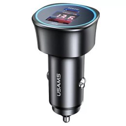 Usams USAMS Ładowarka samochodowa 1xUSB+1xUSB-C C26 95W (only head) Fast Charge czarny/black CC146TC01 (US-CC146)