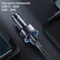 Usams USAMS Ładowarka samochodowa 1xUSB+1xUSB-C C26 95W (only head) Fast Charge czarny/black CC146TC01 (US-CC146)