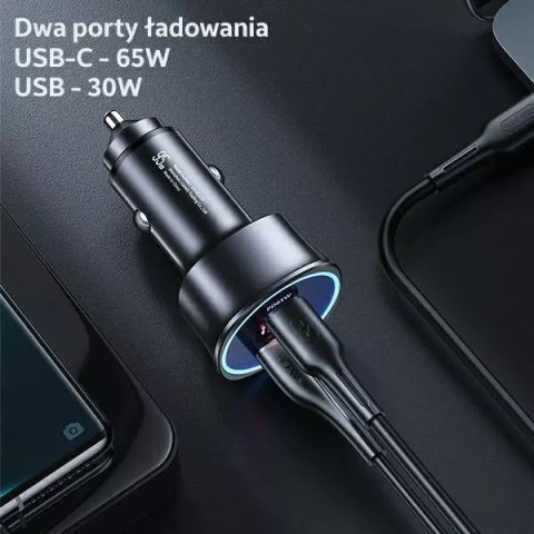 Usams USAMS Ładowarka samochodowa 1xUSB+1xUSB-C C26 95W (only head) Fast Charge czarny/black CC146TC01 (US-CC146) Usams USAMS Ładowarka samochodowa 1xUSB+1xUSB-C C26 95W (only head) Fast Charge czarny/black CC146TC01 (US-CC146)