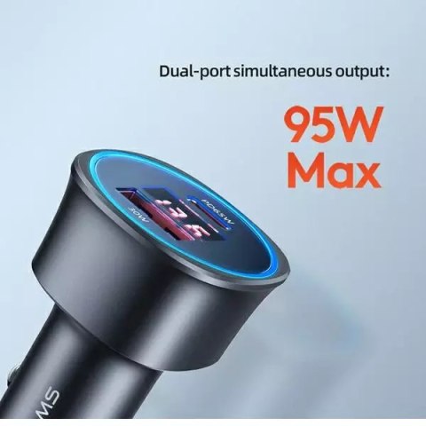 Usams USAMS Ładowarka samochodowa 1xUSB+1xUSB-C C26 95W (only head) Fast Charge czarny/black CC146TC01 (US-CC146) Usams USAMS Ładowarka samochodowa 1xUSB+1xUSB-C C26 95W (only head) Fast Charge czarny/black CC146TC01 (US-CC146)