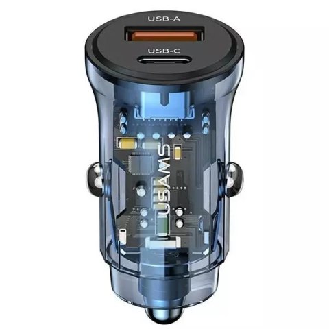 Usams USAMS Ładowarka samochodowa 1xUSB+1xUSB-C C32 30W Fast Charge niebieski/blue CC164CC02 (US-CC164) Usams USAMS Ładowarka samochodowa 1xUSB+1xUSB-C C32 30W Fast Charge niebieski/blue CC164CC02 (US-CC164)