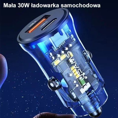 Usams USAMS Ładowarka samochodowa 1xUSB+1xUSB-C C32 30W Fast Charge niebieski/blue CC164CC02 (US-CC164) Usams USAMS Ładowarka samochodowa 1xUSB+1xUSB-C C32 30W Fast Charge niebieski/blue CC164CC02 (US-CC164)
