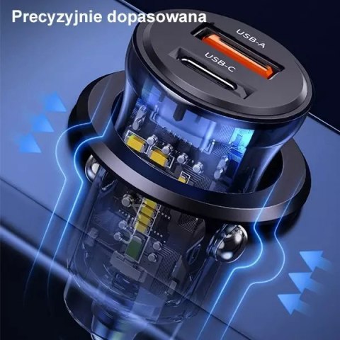 Usams USAMS Ładowarka samochodowa 1xUSB+1xUSB-C C32 30W Fast Charge niebieski/blue CC164CC02 (US-CC164) Usams USAMS Ładowarka samochodowa 1xUSB+1xUSB-C C32 30W Fast Charge niebieski/blue CC164CC02 (US-CC164)